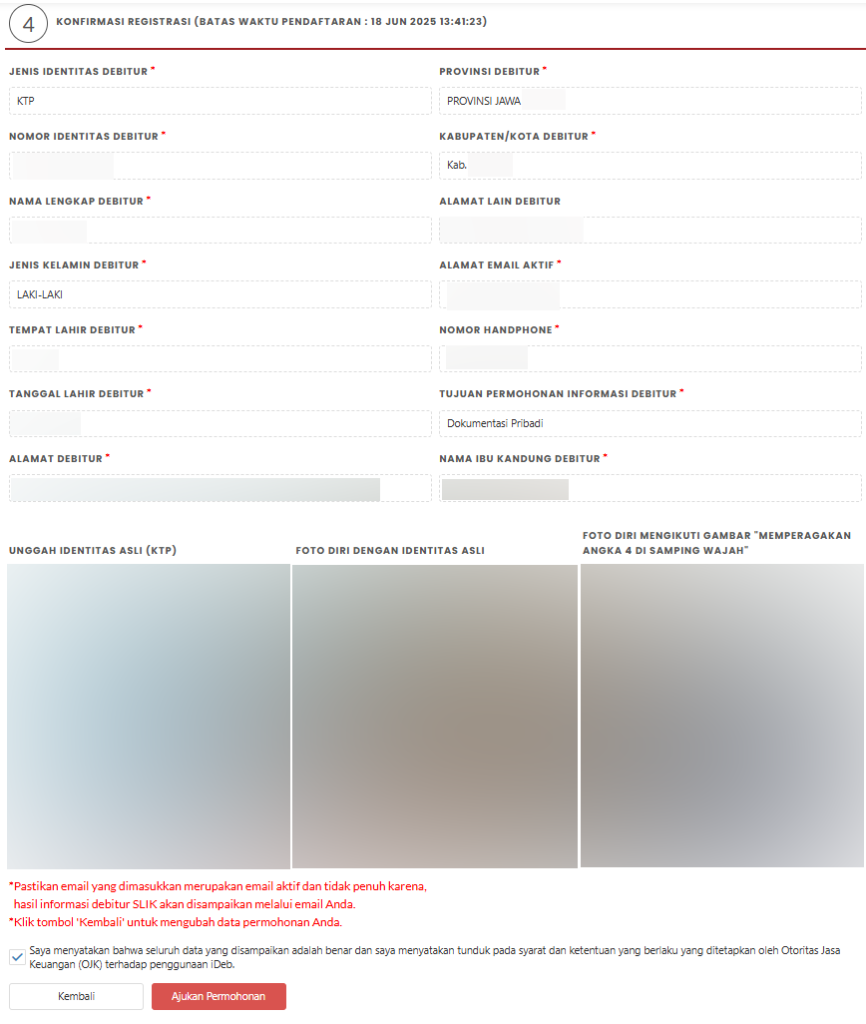 Konfirmasi Registrasi BI Checking