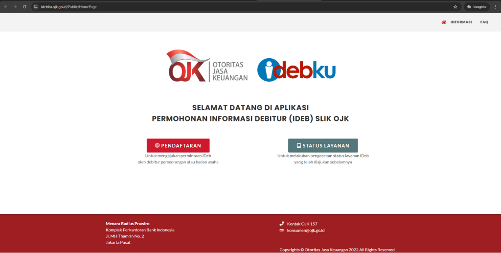Website OJK untuk Cek BI Checking